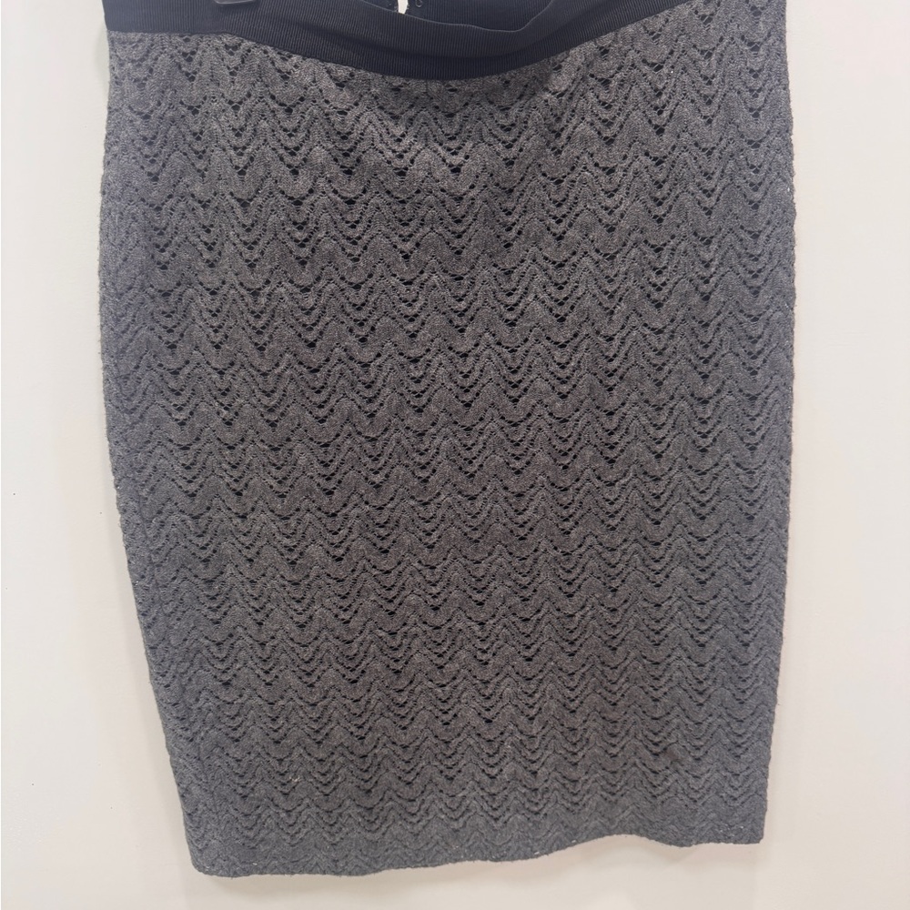 Ann Taylor Textured Black and Gray Midi Skirt
